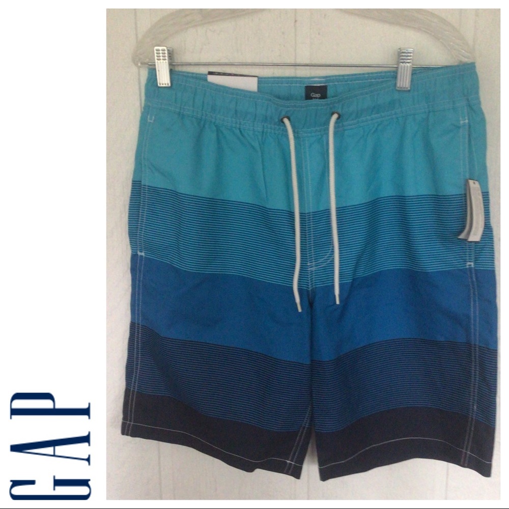 GAP MENS BLUE SWIM SHORTS MEDIUM NWT